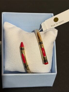True to form red and gold crayon design cuff bracelet